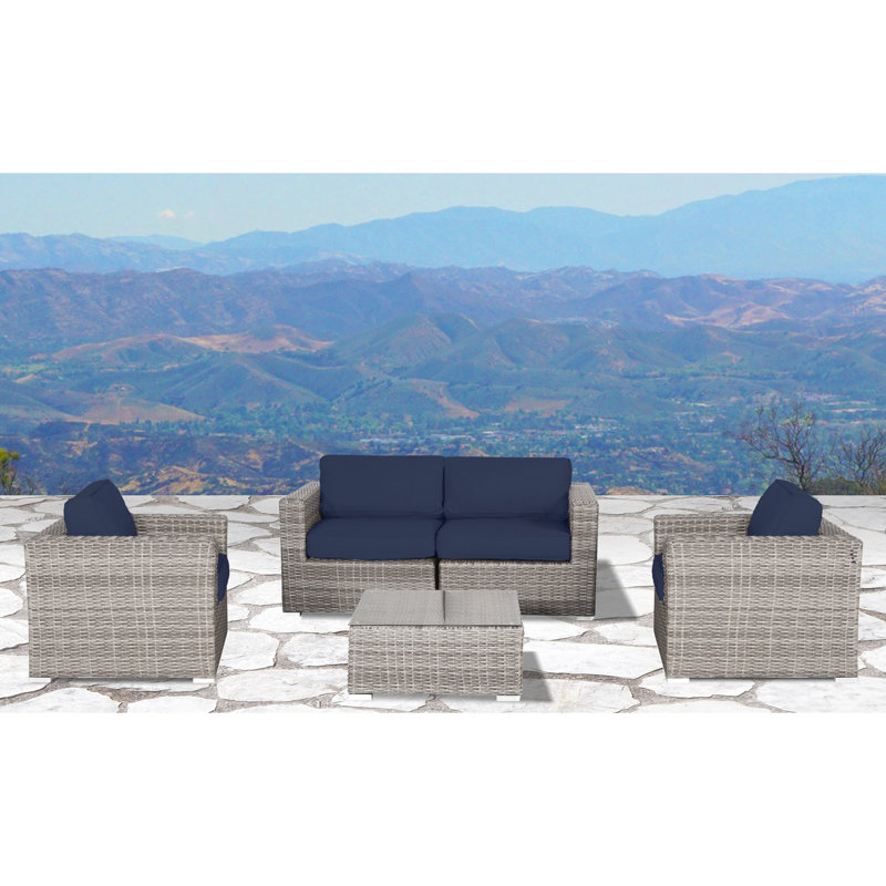 Sol 72 Outdoor Deandra 5 Piece Rattan Sectional Seating Group with